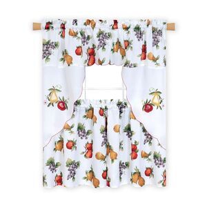 PowerSellerUSA Floral Butterflies Tier Panels and Swag Curtains, 3-Piece Window